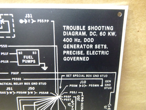 USGI 60KW 400 Hz. DOD Generator Set Trouble Shooting Aluminum Nameplates (1 Set)