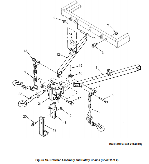 M101A1 M116A1 Drawbar Leg Assembly , 7339354 , 2530-00-733-9354 | Replacement Truck Parts, Trailer Accessories, Automobile Supplies, Car Parts &amp; Accessories