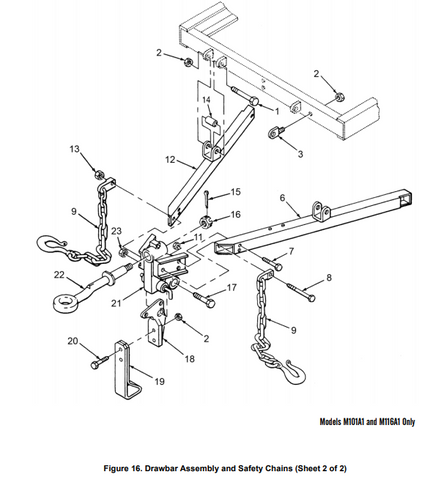 M101A1 M116A1 Drawbar Leg Assembly , 7339354 , 2530-00-733-9354 | Replacement Truck Parts, Trailer Accessories, Automobile Supplies, Car Parts & Accessories