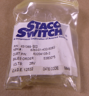 A3204105-2 Staco Power Off 631369-002 Lamp Switch , 6240-01-432-5083 | Electrical MRO Replacement Parts & Components and Commercial Electrical Supplies Company