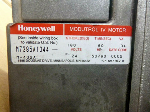 Honeywell M7385A1044 Modutrol IV Motor (Used Untested W/ Valve)