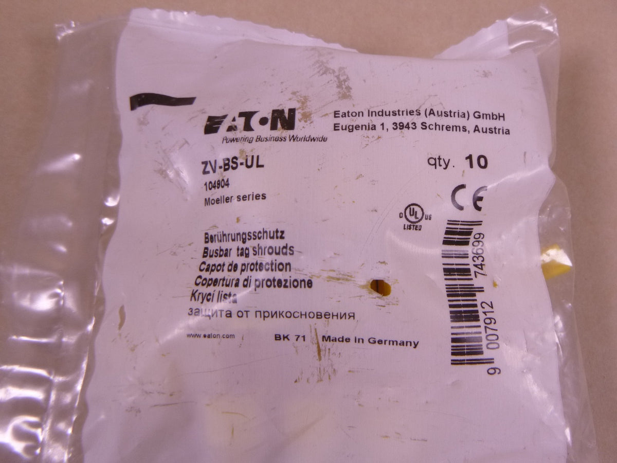 EATON ZV-BS-UL Busbar Tag Shrouds 104904 Moeller Series (Lot Of 20)