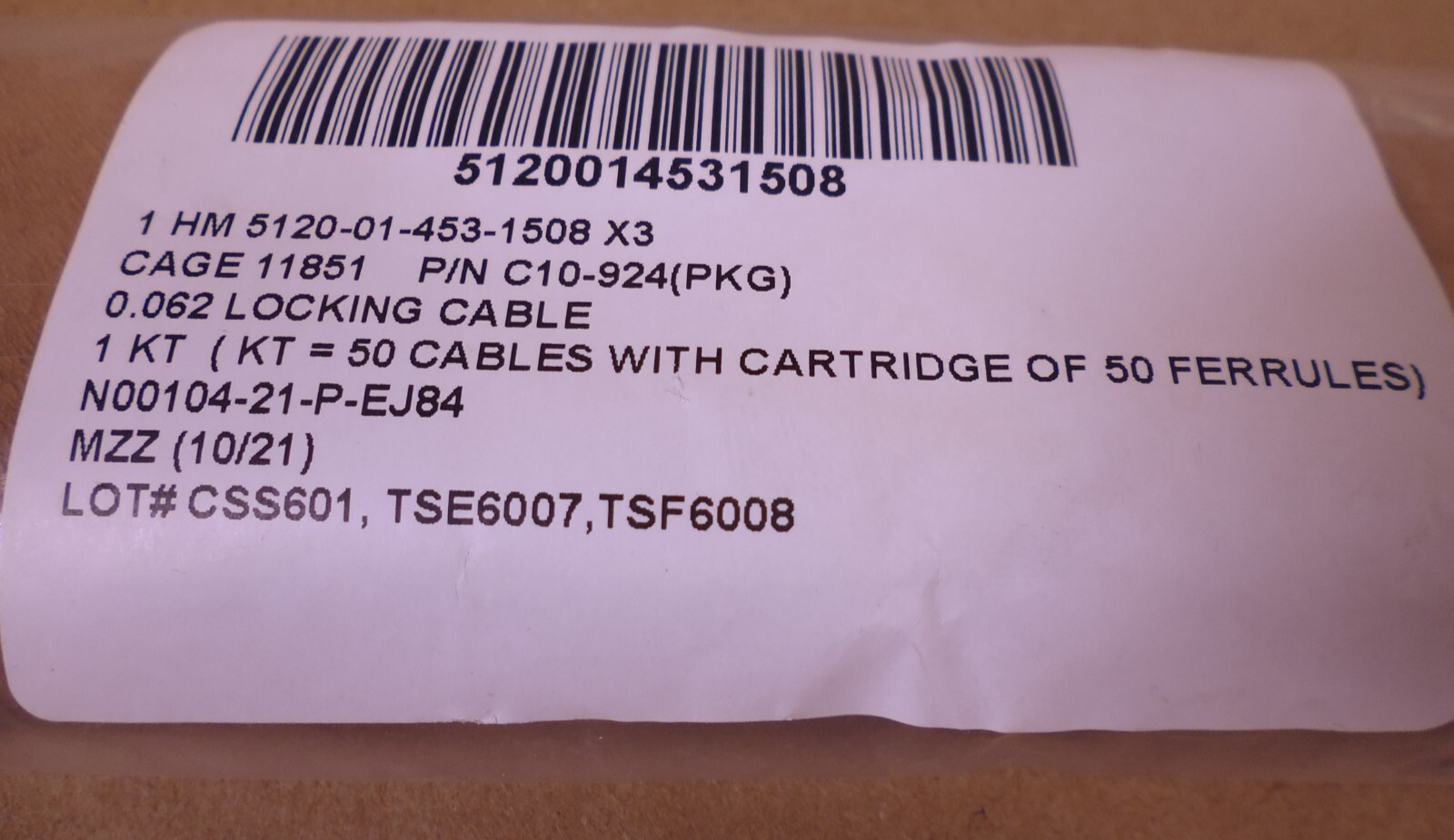 DMC Daniels C10-924 Safe-T-Cable .062" x 24" 321 S/S Cables &amp; Ferrules (50 PCS) | Industrial MRO Tools and Replacement Industrial Equipment Components