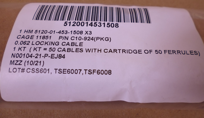 DMC Daniels C10-924 Safe-T-Cable .062" x 24" 321 S/S Cables &amp; Ferrules (50 PCS) | Industrial MRO Tools and Replacement Industrial Equipment Components