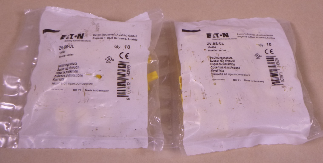 EATON ZV-BS-UL Busbar Tag Shrouds 104904 Moeller Series (Lot Of 20)