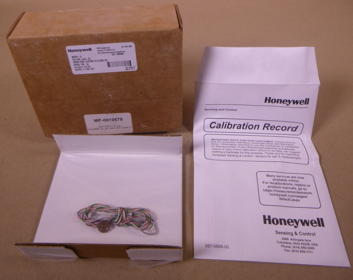 Honeywell 060-2444-03 Subminiature Load Cell 100lbs Range 5VDC , Model 13 | Electrical MRO Replacement Parts &amp; Components and Commercial Electrical Supplies Company
