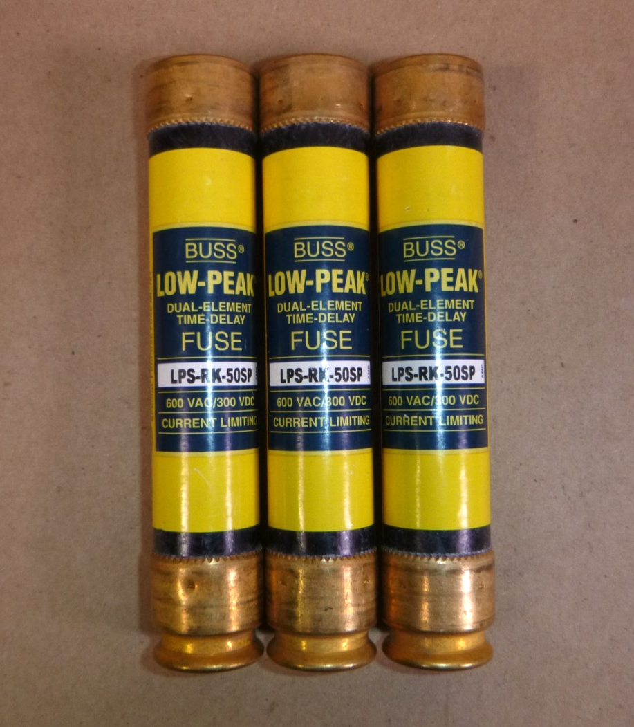 LPS-RK-50SP Buss Low Peak Time Delay Fuse 50 Amp 600 Volt (Lot of 3) New