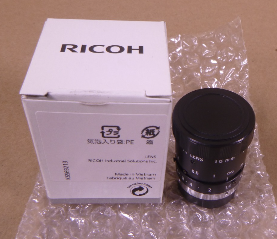 Ricoh FL-CC1614-2M 2/3" 16mm F1.4 Manual Iris C-Mount Lens, 2-Megapixel | Electrical MRO Replacement Parts &amp; Components and Commercial Electrical Supplies Company