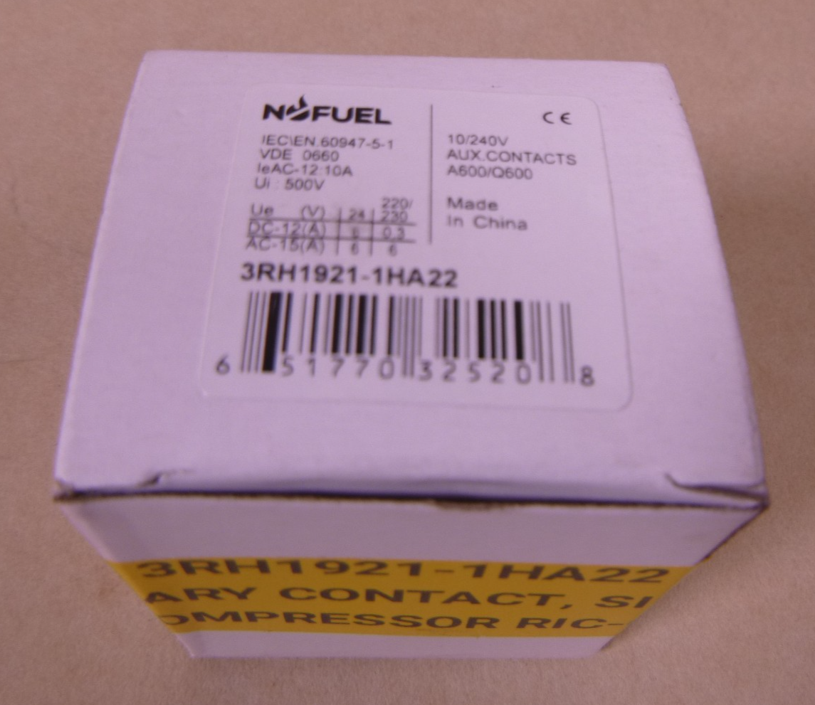 (Lot of 2) 3RH1921-1HA22 Auxiliary Switch Contact Block 2NO 2NC 10A 4P 10/240V