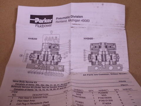 Parker HHB4005001 Pneumatic Solenoid Valve , 35-150PSI , 120/60-110/50 , 7.2W