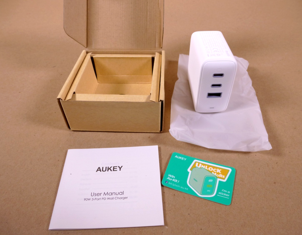 AUKEY PA-B6S Omnia Mix3 GaN 3-Port USB-C USB-A PD High Speed Charger 90W - White | Electrical MRO Replacement Parts & Components and Commercial Electrical Supplies Company