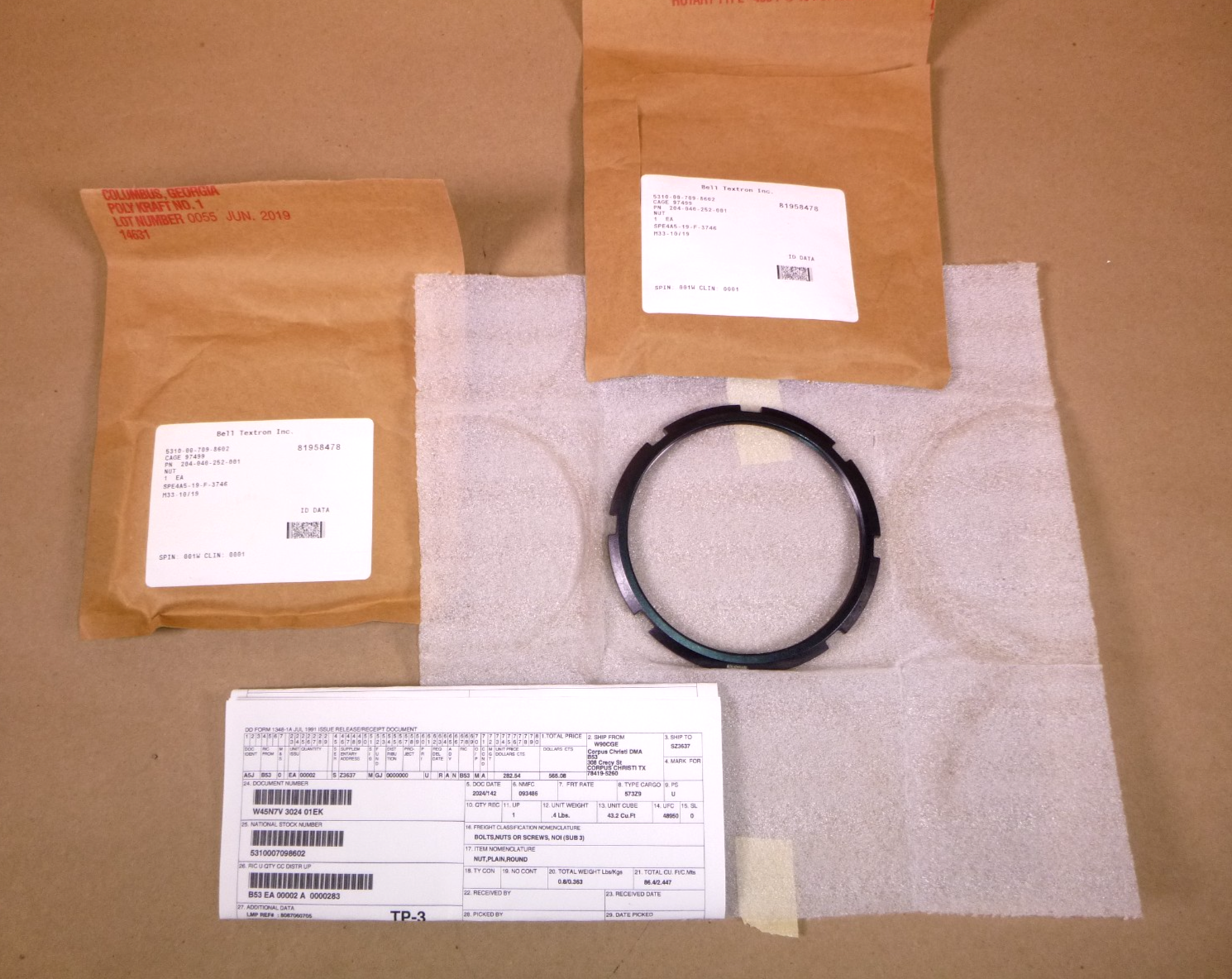 2x USGI Bell Plain Round Nut 204-040-252-001, 5310-00-709-8602 | Industrial Replacement Nuts &amp; Bolts Distributor and Machinery Screws &amp; Fasteners Supply