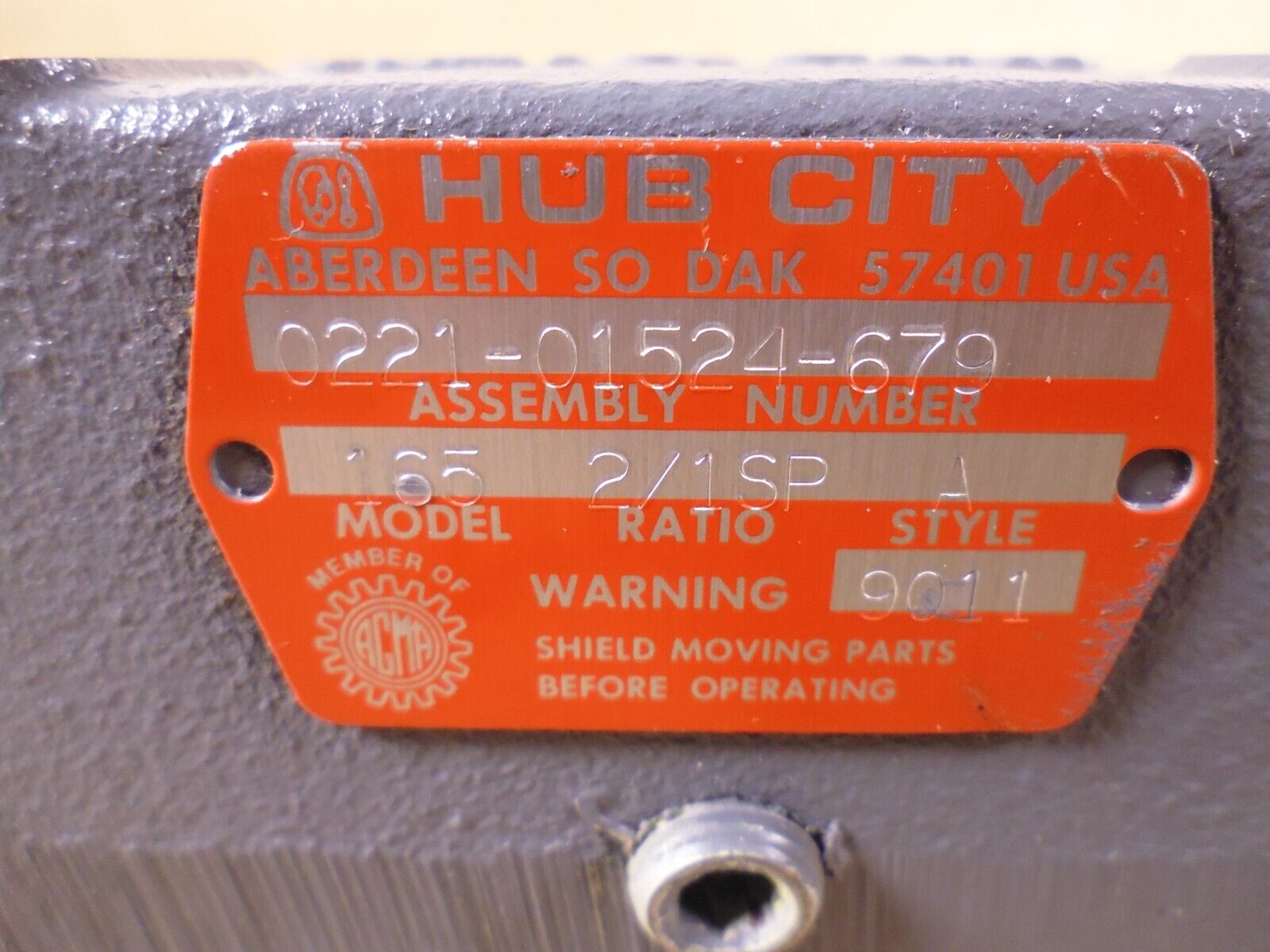 Hub City 0221-01524-679 Gear Speed Reducer Model 165 2:1 SP Style A | Industrial Electric Motors, Pumps &amp; Parts