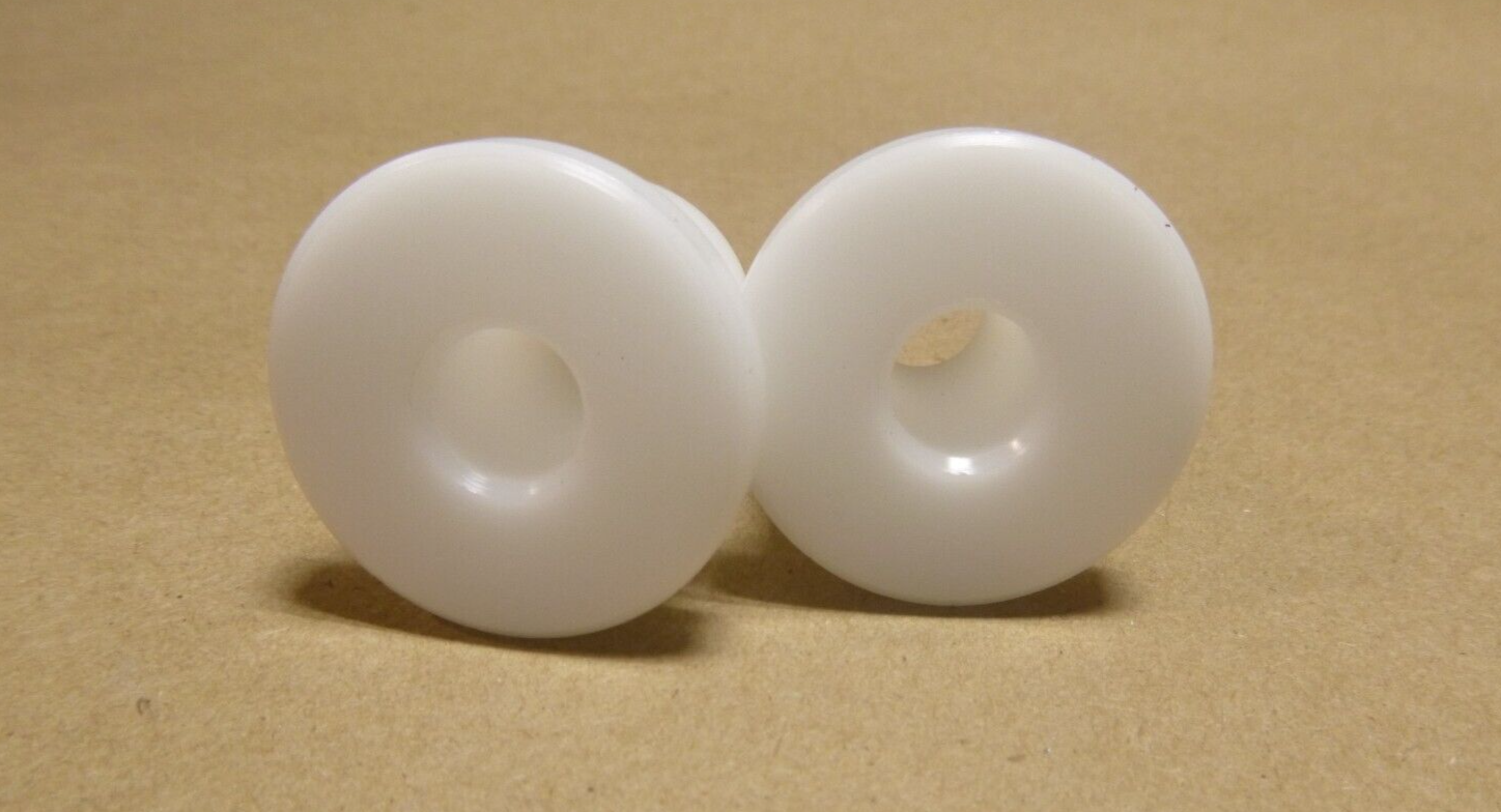 3/8" ID x 0.925" OD x 1-1/16" Tall White Poly Flange Standoff Bushing Spacer 2Pc | Industrial Replacement Nuts &amp; Bolts Distributor and Machinery Screws &amp; Fasteners Supply