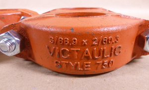 (Lot of 3) VICTAULIC Style 750, 3" x 2" Orange Stripe Grooved Reducing Coupling