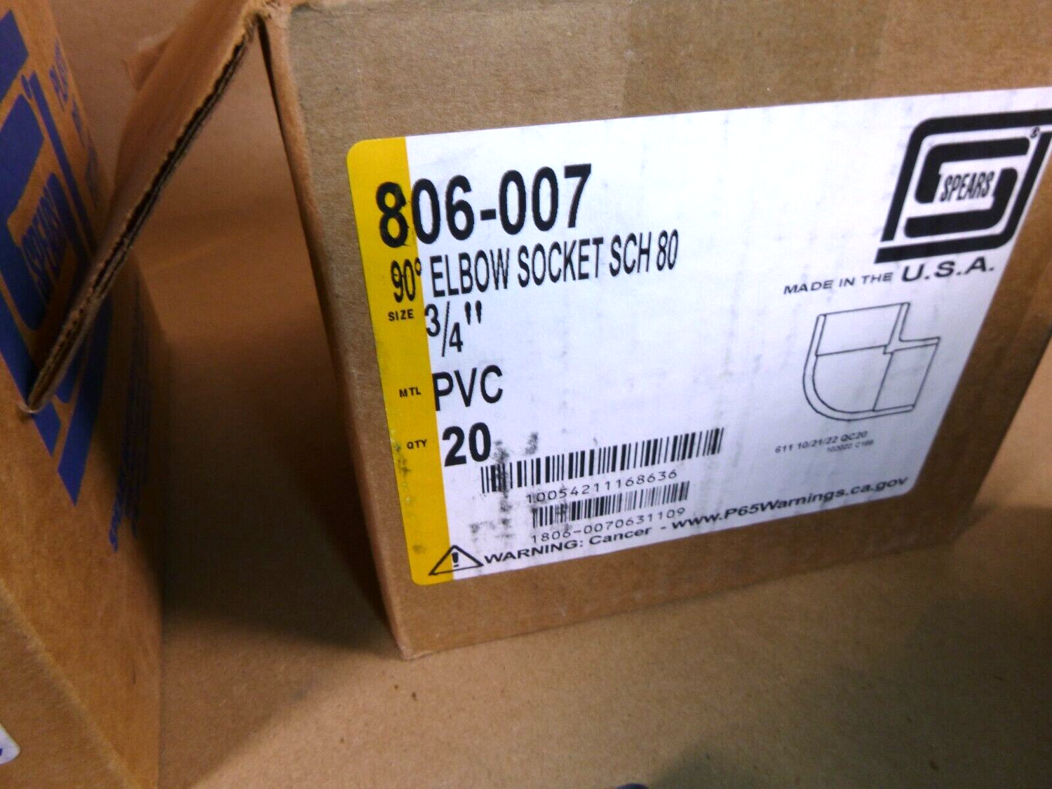 (Lot of 122) Spears 3/4" SCD 80 PVC Socket Couplings, Unions, Elbows, TEE&