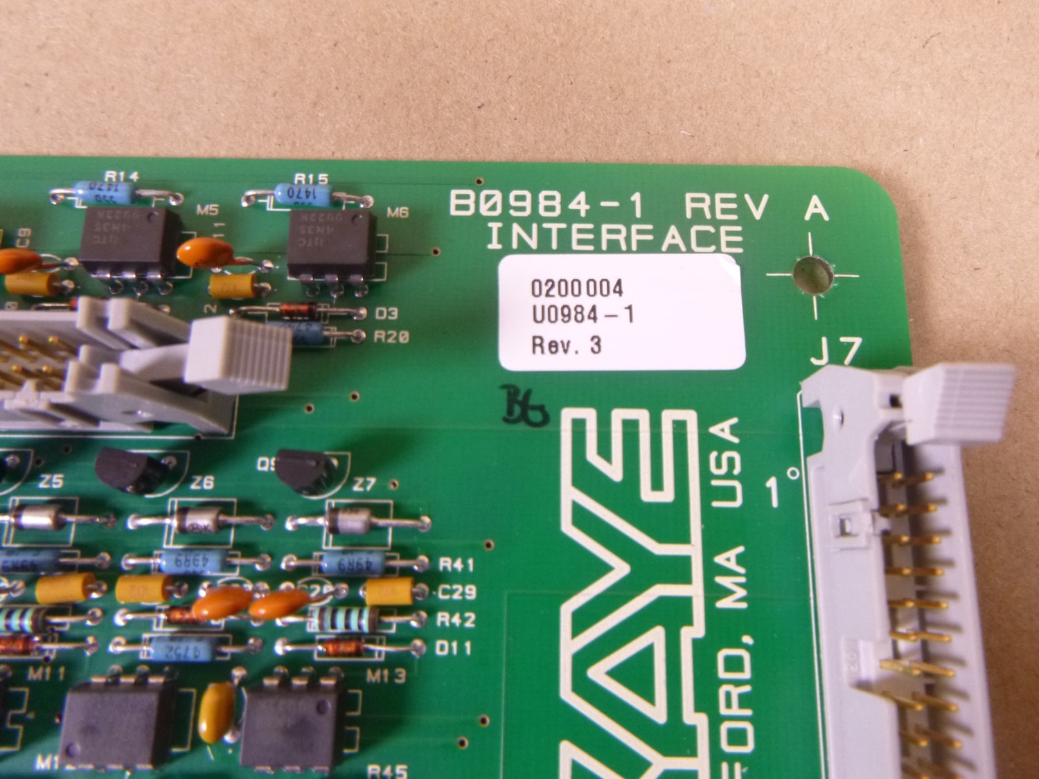 Kaye B0984-1 Rev A Interface U0984-1 Rev. 3 Board | Electrical MRO Replacement Parts &amp; Components and Commercial Electrical Supplies Company