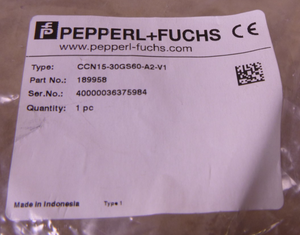 Pepperl Fuchs CCN15-30GS60-A2-V1 Proximity Sensor, 189958, 10-60V DC / 200 mA | Electrical MRO Replacement Parts & Components and Commercial Electrical Supplies Company