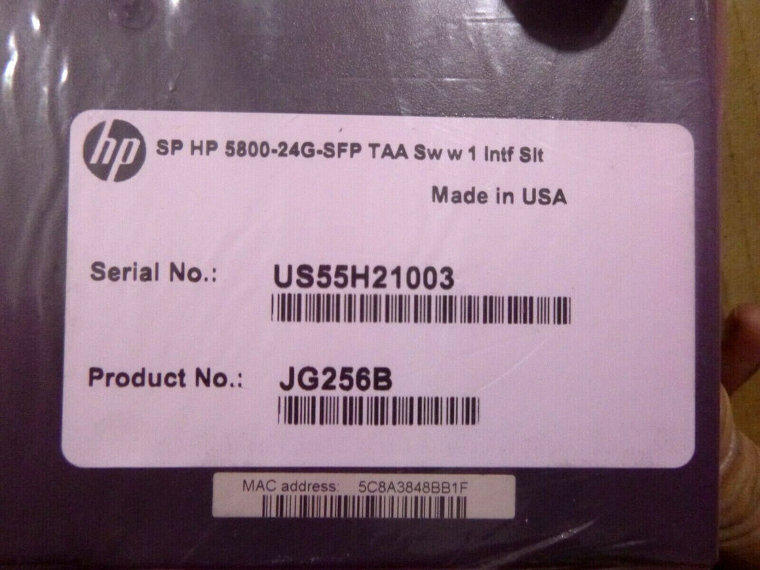 New Hewlett Packard JG256B, 5800-24G-SFP TAA Switch With 1 Interface Slot - USA | Industrial MRO Replacement Parts, Manufacturing Machine Parts &amp; Components, Heavy Equipment Parts Supplier