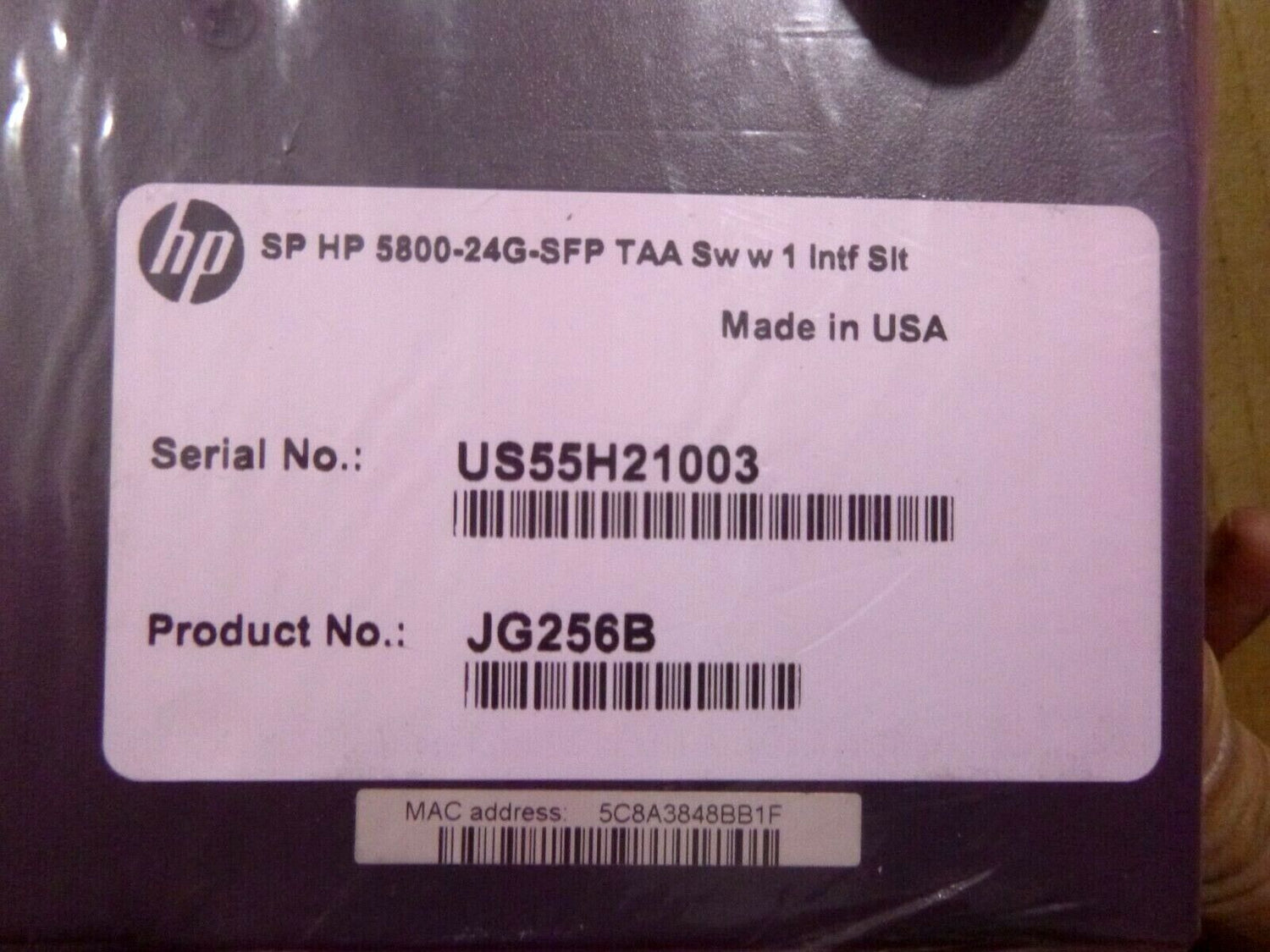 New Hewlett Packard JG256B, 5800-24G-SFP TAA Switch With 1 Interface Slot - USA | Industrial MRO Replacement Parts, Manufacturing Machine Parts &amp; Components, Heavy Equipment Parts Supplier