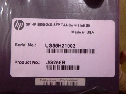 New Hewlett Packard JG256B, 5800-24G-SFP TAA Switch With 1 Interface Slot - USA | Industrial MRO Replacement Parts, Manufacturing Machine Parts &amp; Components, Heavy Equipment Parts Supplier