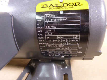 New BM3539 Baldor Brake Motor 1/2 hp, 1200 rpm, 3 Ph, 230/460 V, 56 Frame, TEFC | Industrial Electric Motors, Pumps &amp; Parts