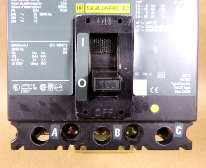New Square D FA34100, I-Line Plug-In Molded Case Circuit Breaker 100A 3P 480V | Electrical MRO Replacement Parts &amp; Components and Commercial Electrical Supplies Company