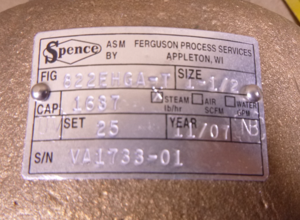 Spence 822EHGA-T025 Relief Valve Bronze , 1-1/2", 1637 CAP, 25PSI | Industrial MRO Replacement Parts, Manufacturing Machine Parts &amp; Components, Heavy Equipment Parts Supplier