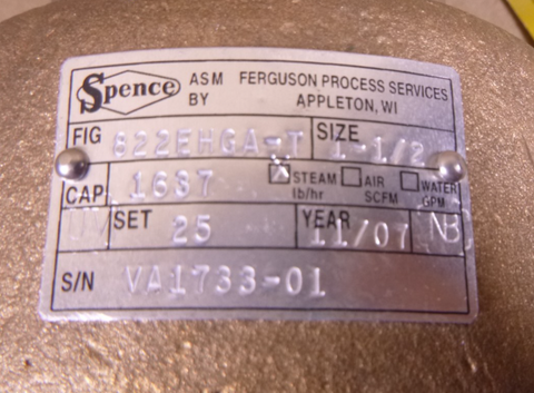 Spence 822EHGA-T025 Relief Valve Bronze , 1-1/2", 1637 CAP, 25PSI | Industrial MRO Replacement Parts, Manufacturing Machine Parts & Components, Heavy Equipment Parts Supplier