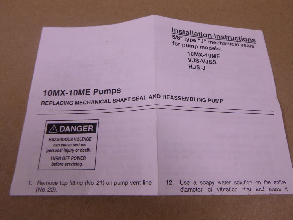 54049 Mechanical Seal Kit 5/8 J Type For 10MX-10ME, VJS-VJSS, HJS-J | Industrial MRO Replacement Parts, Manufacturing Machine Parts & Components, Heavy Equipment Parts Supplier