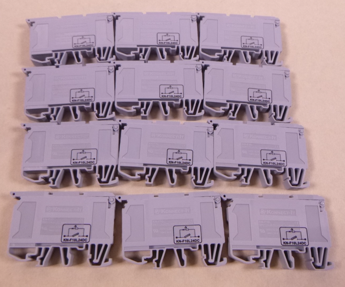 (Pack Of 12) Konnect-It KN-F10L24DC Gray Fuse Terminal Blocks KN-F10 500V 6.3A