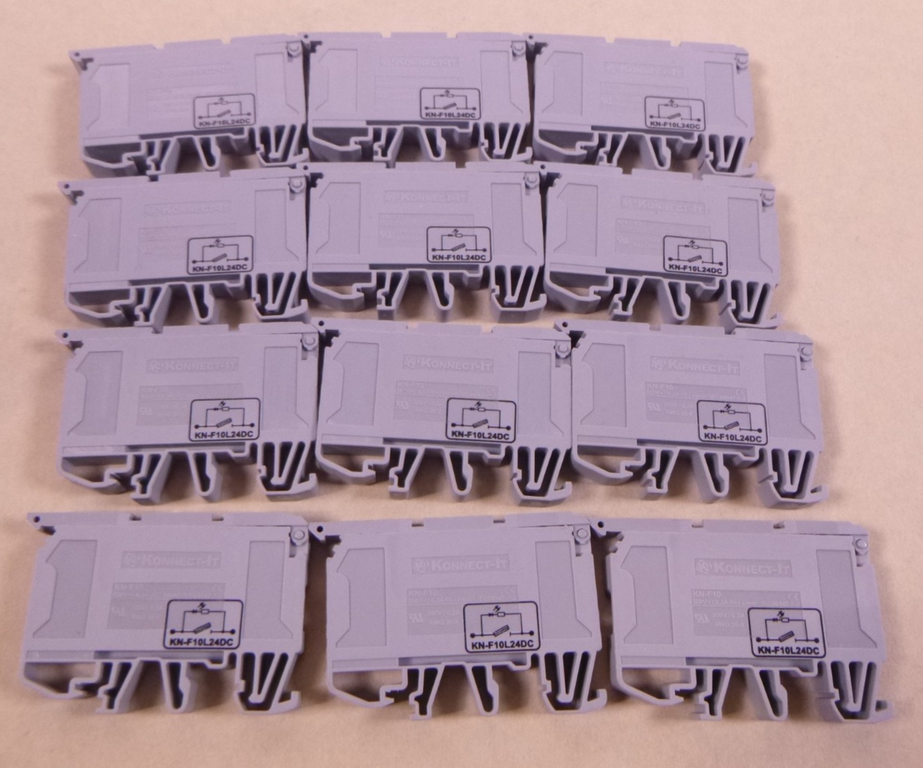 (Pack Of 12) Konnect-It KN-F10L24DC Gray Fuse Terminal Blocks KN-F10 500V 6.3A