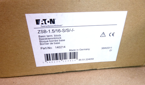 EATON ZSB-1.5/16-S/S/-/- Termial Block 140214 | Electrical MRO Replacement Parts & Components and Commercial Electrical Supplies Company