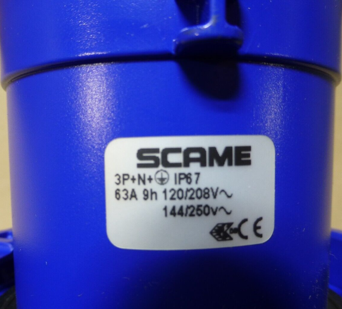 OEM Scame 4P 5W 60Amp Pin &amp; Sleeve Plug 9h/3PHY 120/208VAC Watertight SCM560P9W | Electrical MRO Replacement Parts &amp; Components and Commercial Electrical Supplies Company