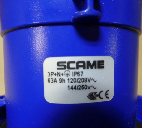 OEM Scame 4P 5W 60Amp Pin & Sleeve Plug 9h/3PHY 120/208VAC Watertight SCM560P9W