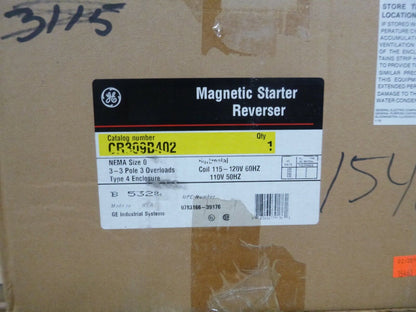 New GE CR309B402 Magnetic Starter Reverser Size 0, 3P 600V 120VAC Coil w/ Nema 4 | Electrical MRO Replacement Parts &amp; Components and Commercial Electrical Supplies Company