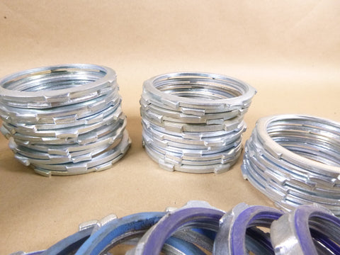 77 Pcs Assorted 3" Inch Steel Conduit Lock Nuts, All Metal, Galvanized & Sealing | Industrial Replacement Nuts & Bolts Distributor and Machinery Screws & Fasteners Supply