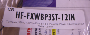 HF-FXWBP3ST 12" Camplex LEMO FXW To Dual ST & 6-Pin Power Fiber Breakout Cable