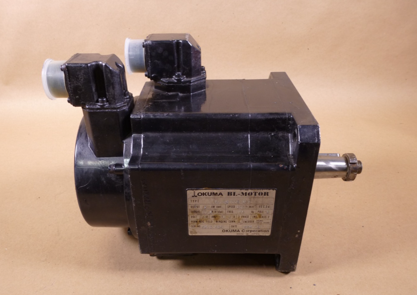BL-MC100E-20T Okuma Servo Motor 2 KW 133 Volts 133 Hz | Industrial Electric Motors, Pumps &amp; Parts