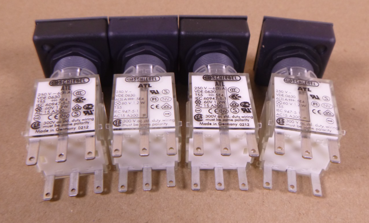 Schlegel ATL VDE 0630 Momentary Red Push Button Switch T55 250V (Lot Of 4) | Electrical MRO Replacement Parts &amp; Components and Commercial Electrical Supplies Company