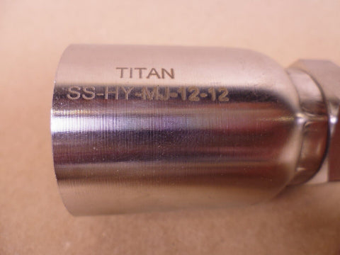 (6x) Titan SS-HY-MJ-12-12 316 Stainless Steel Hose Fitting 3/4" x 3/4" JIC