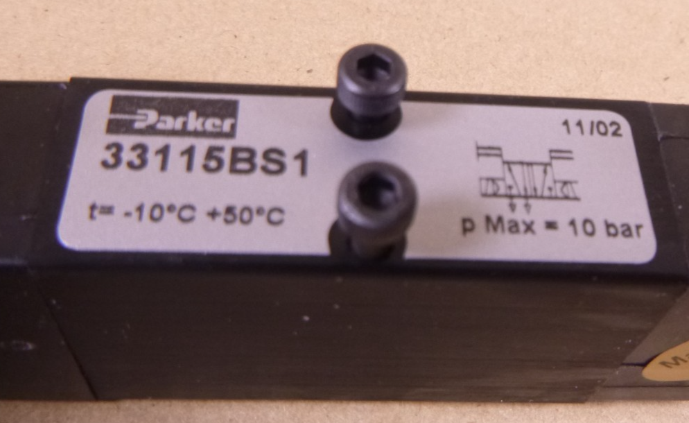 Parker 33115BS1 24V Pneumatic Valve 10Bar w/ PS1-E23 50/60HZ 1.6VA Valve | Electrical MRO Replacement Parts &amp; Components and Commercial Electrical Supplies Company