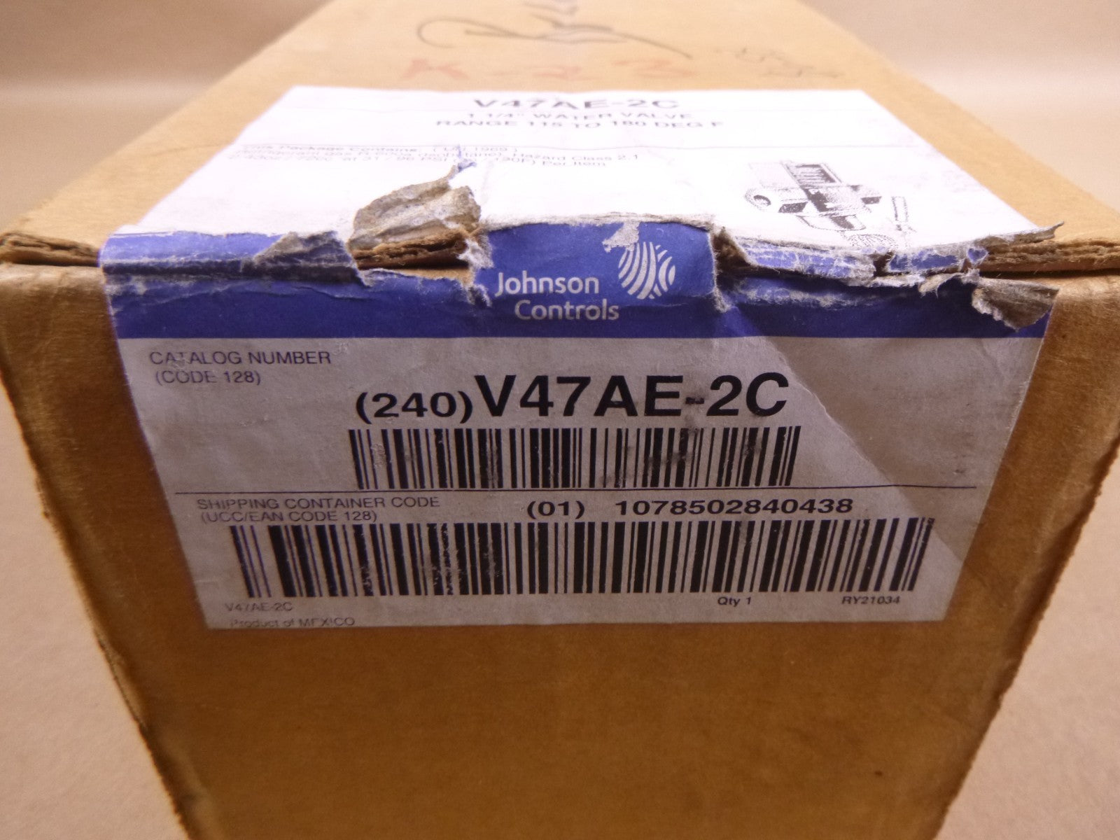 V47AE-2C Johnson Controls 1-1/4" Water Valve , Range 115-180 Deg F | Industrial MRO Replacement Parts, Manufacturing Machine Parts &amp; Components, Heavy Equipment Parts Supplier