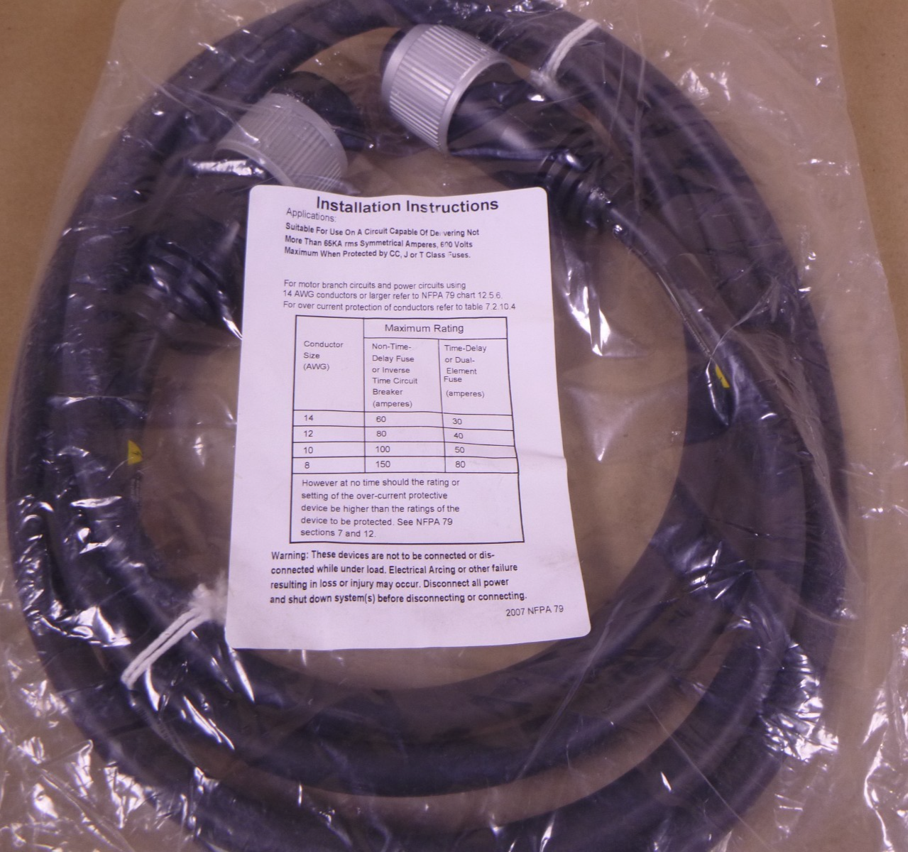Turck GSDA GKDA 30-3M/S4000 Powerfast Cordset 600VAC 30A 3-Pin M F , U-33205 | Electrical MRO Replacement Parts &amp; Components and Commercial Electrical Supplies Company