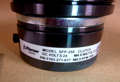 5103-271-017 Warner Electric 24 Vdc SFP-250 Clutch 1/2" Bore 7500 Rpm 7.5 Watt | Electrical MRO Replacement Parts &amp; Components and Commercial Electrical Supplies Company