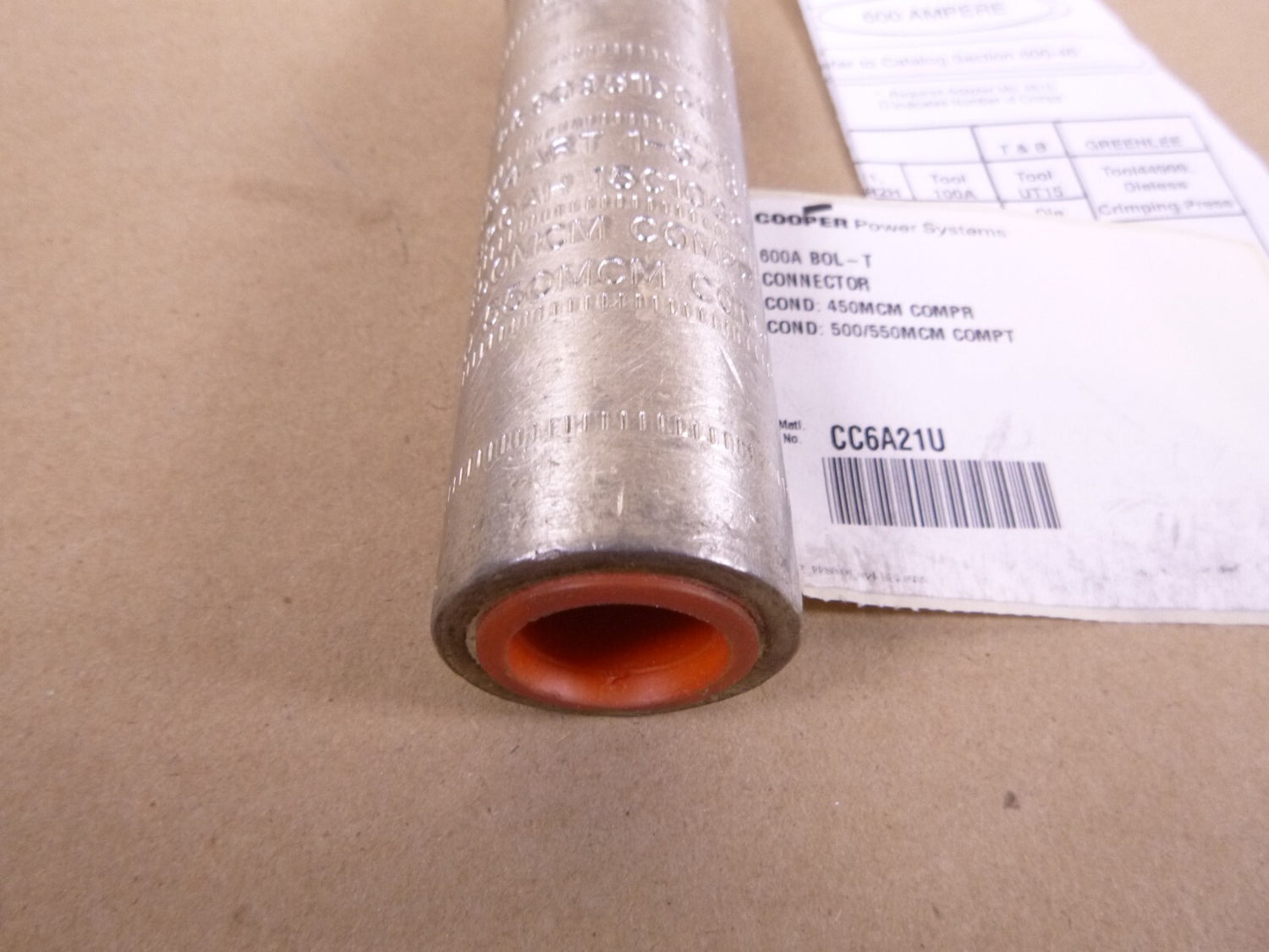 Cooper Power Systems CC6A21U Aluminum Loadbreak Elbow Crimp Connector | Electrical MRO Replacement Parts &amp; Components and Commercial Electrical Supplies Company