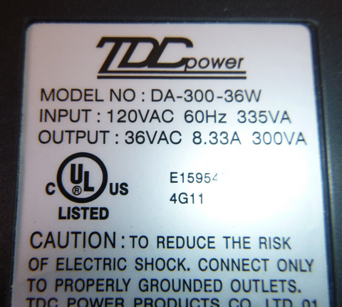 TDC Transformer DA-300-36W 8.33 A 36 Vac 300 VA Output Power Supply