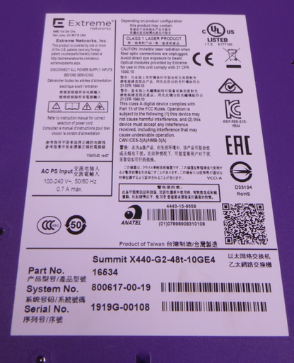 USED Extreme Networks ExtremeSwitching Summit X440-G2 X440-G2-48t-10GE4 (16534) | Electrical MRO Replacement Parts &amp; Components and Commercial Electrical Supplies Company