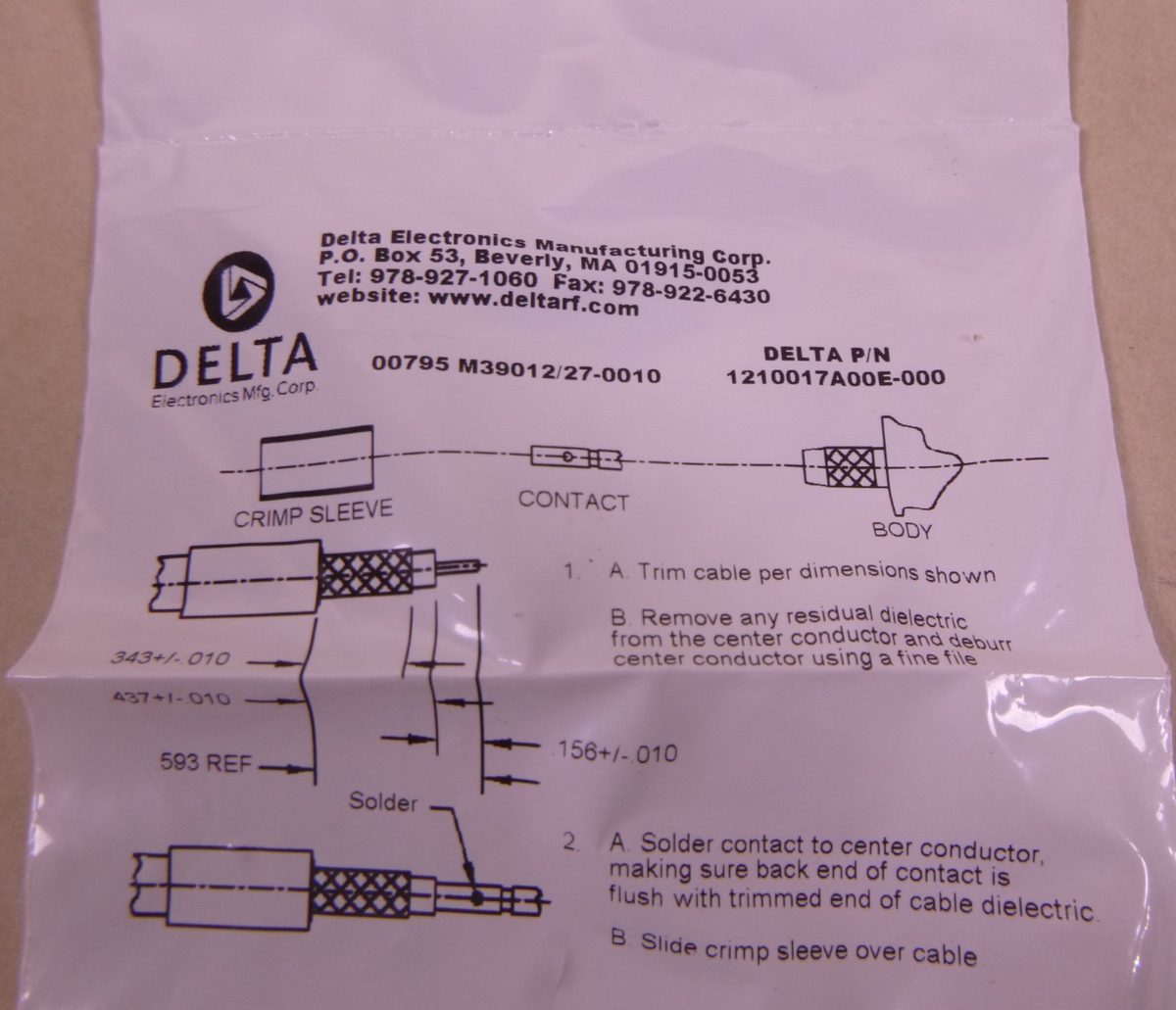 (Lot Of 9) M39012/27-0010 Delta 1210017A00E-000 TNC Jack RF Connector