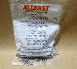 Allfast Blind Rivet 1/8", Grip Range 0.313" - 0.375" AF3552-4-06, NAS9311M-4-06